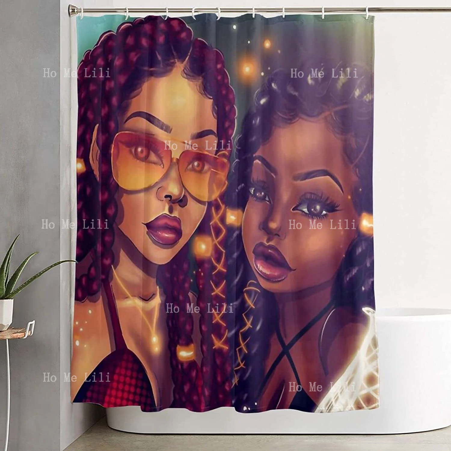 African American Women Bathroom Black Girl Magic Shower Curtains With Toilet Pad Bath Mat