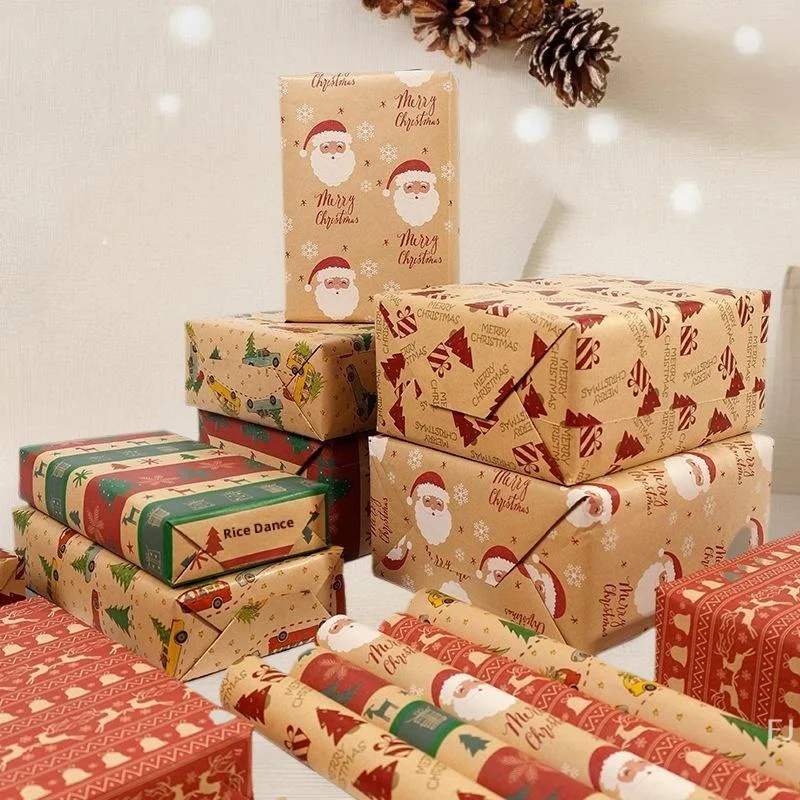 

[YU] Christmas Wrapping Paper - Cute Deer Design, Planners And Brokers, Suitable For Presents, Handmade Gifts, Gift Wrapping