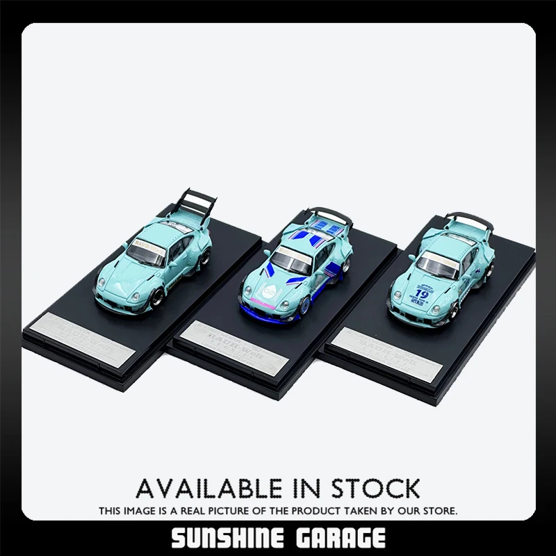 

SW In Stock 1:64 RWB 993 Noctilucent Baby Blue Diecast Diorama Car Model Collection Miniature Street Weapon Warrior