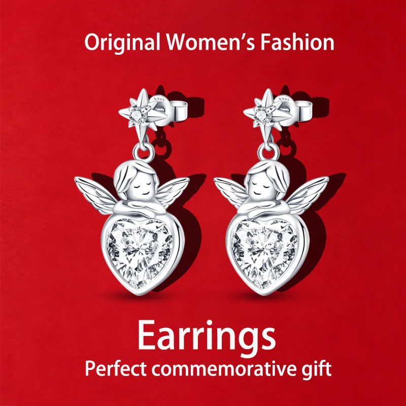2026 High-Quality Original Style Gemstone Cute Angel Earrings, the Perfect Choice for Everyday Wear and Women's Jewelry Gifts