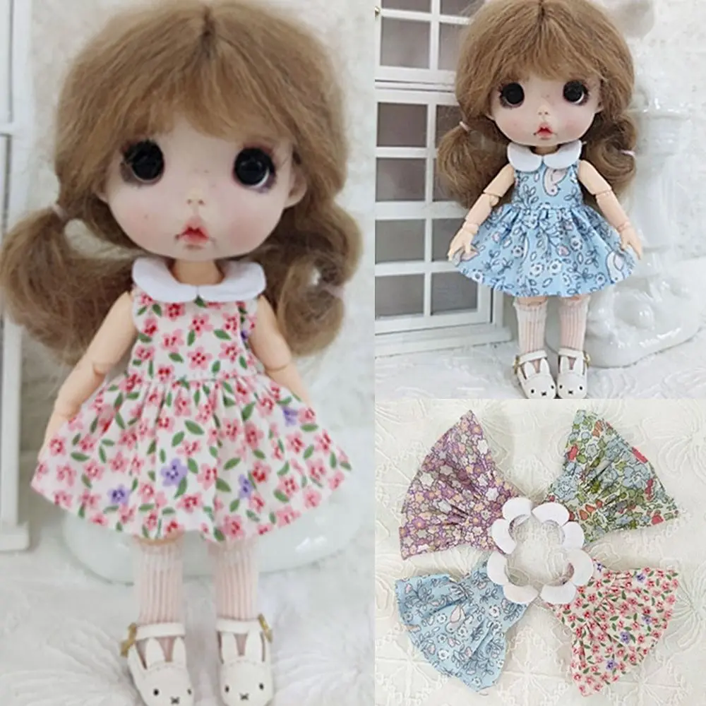 

for 1/12BJD Dolls ClothesAccessories For 1/11OB11 Dolls Handmade Printed Dresses Sleeveless Outfits Doll Skirt Clothes Doll Top