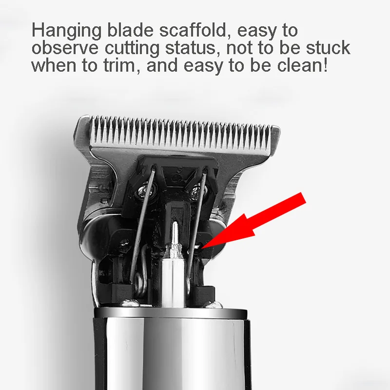 USB Rechargeable Powerful Cutting Hair Trimmer 10W T-Shape Zero Gapped Oil Bald Engraving UV
