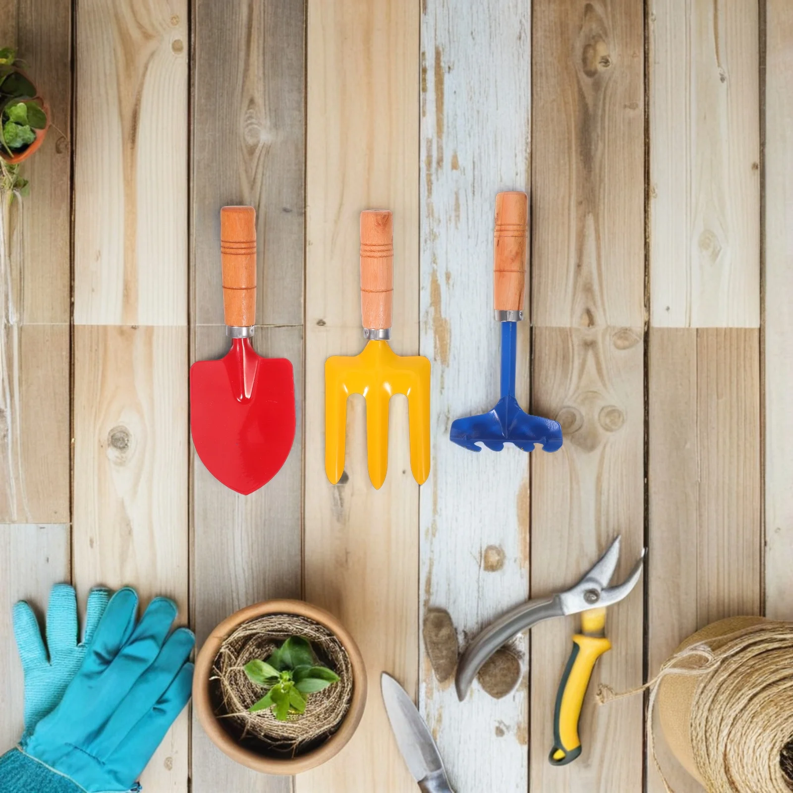 Crianças conjunto de pá de jardinagem crianças ferramentas espátula capina brinquedo de madeira de aço inoxidável praia jardim diversão segura eco amigável