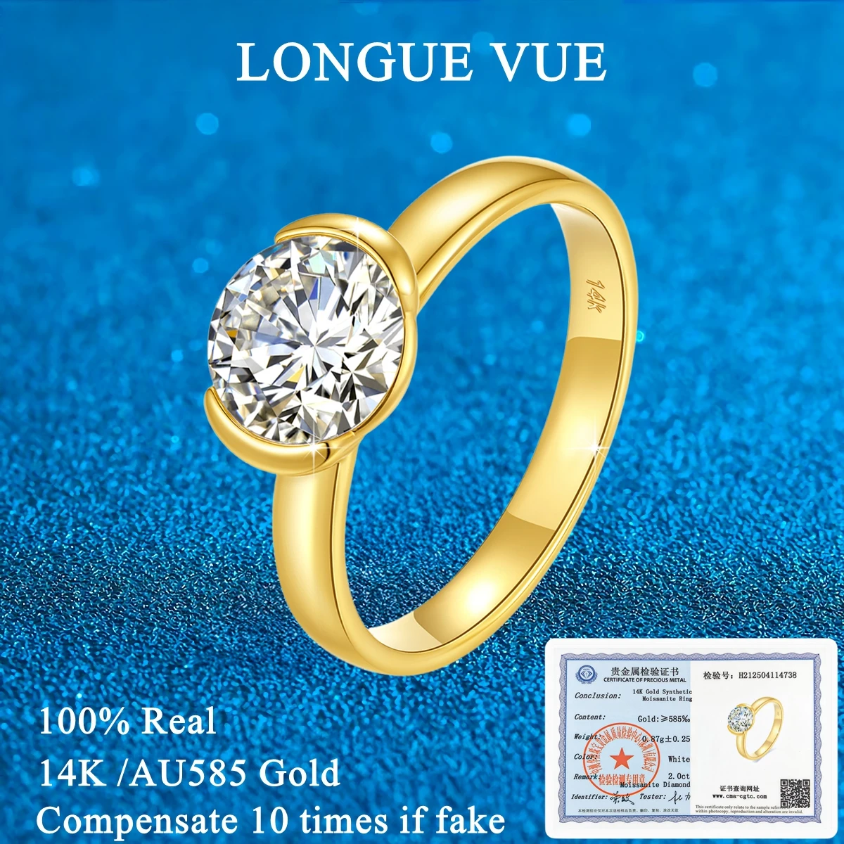 

Классическое обручальное кольцо из муассанита 2 карата 14 карат для мужчин и женщин, простые обручальные кольца, ювелирные изделия для пары, подарок подруге, леди анель