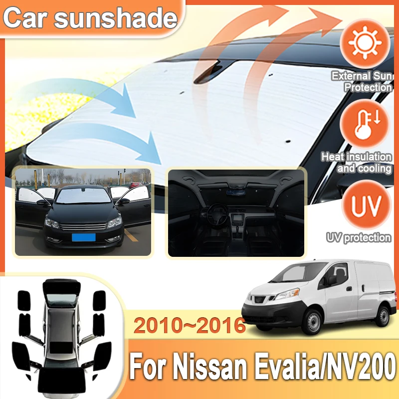 

Полные автомобильные чехлы, солнцезащитные козырьки для Nissan Evalia NV200 Vanette 2010~2016, автомобильный отражатель, солнцезащитный козырек, серебристый солнцезащитный экран, инструмент для окон