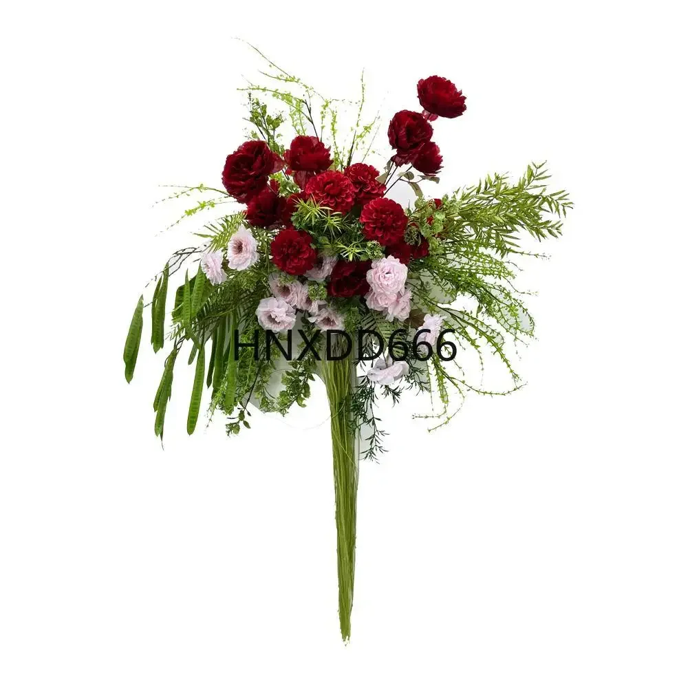 New wedding big flower point hanging flower Mori burgundy corner flower road