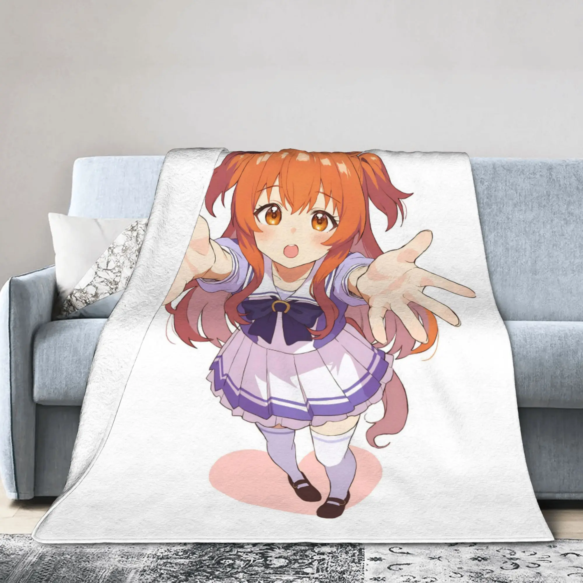 Umamusume Pretty Derby Mayano Top Gun Blanket Flannel Print  Multi-function Super Warm Throw Blanket for Sofa Outdoor Rug Piece