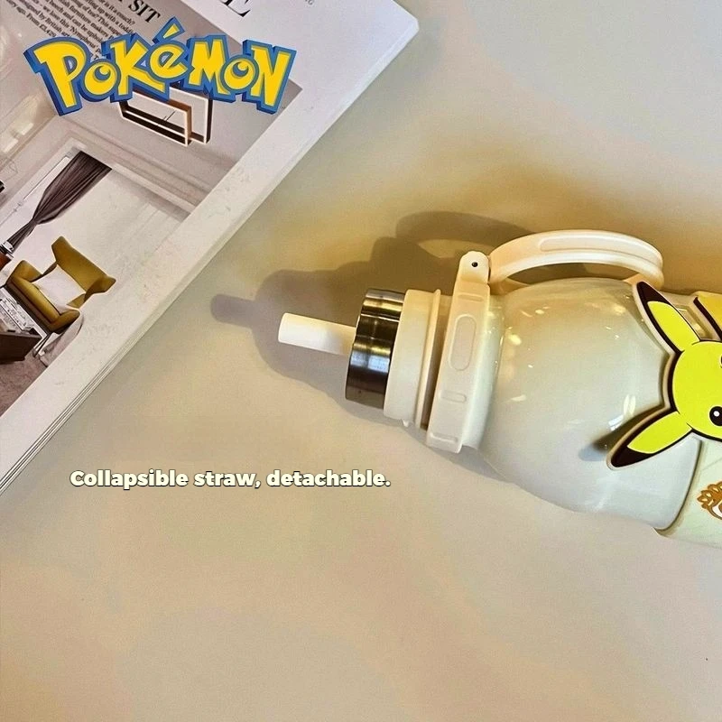 البوكيمون بيكاتشو أنيمي Kawaii 700mL 304 الفولاذ المقاوم للصدأ سعة كبيرة كوب معزول مع القش مفاجأة هدية لمحبي أنيمي