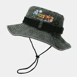 LDSLYJR 2022 Cotton Cartoon Train Embroidery Bucket Hat Outdoor Fisherman Travel Sun Cap For Men And Women 16