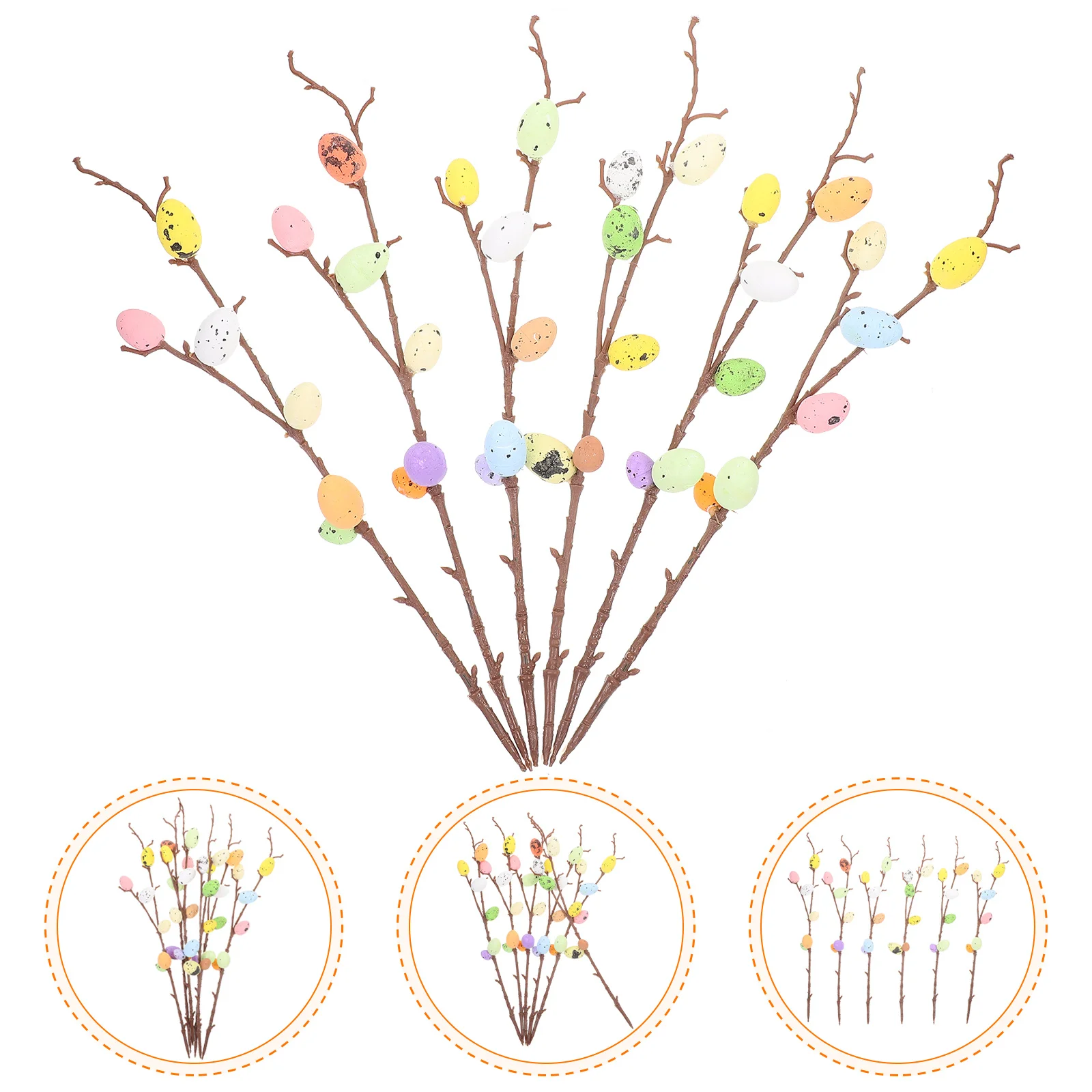 

6Pcs Fake Easter Egg Branches Realistic Artificial Egg Picks for Vase Filling Easter Decoration Springtime Home Office Party