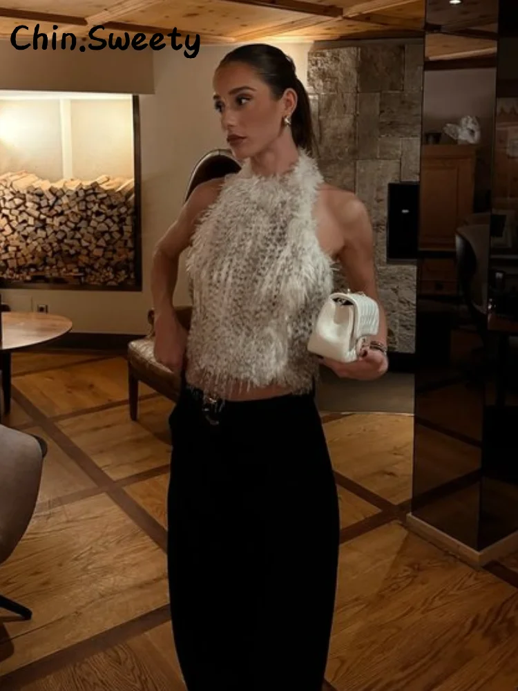 

Street Women's Faux Fur Feather Coats Loose Lapel Full Sleeve Thicken Jacket Female 2025 Autumn Winter Lady Chic Warm Outwear