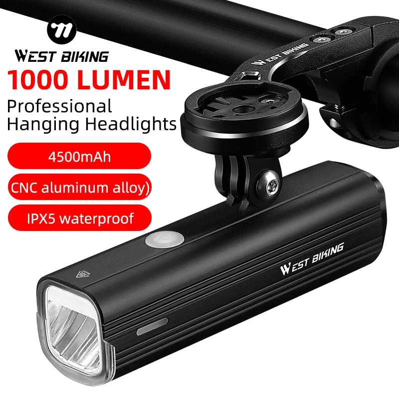 

WEST BIKING Bike Light IPX5 Rainproof Type-c Rechargeable Bike Front Light 1000LM Cycling Headlight LED Flashlight MTB Bike Lamp