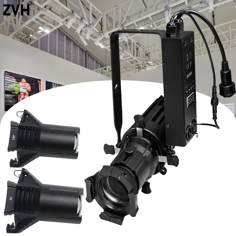 Fixed Degree Leko Ellipsoidal Lights 3200K 40W 19° and 36° LED Profile Spotlight COB Gobo Follow Projector for Stage Lighting