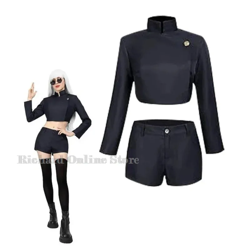 جوجو ساتورو الجنس الانتقال شعر مستعار تأثيري موحدة زي المدرسة الثانوية شعر مستعار دعوى هالوين ازياء للمرأة جوجو ساتورو مجموعة