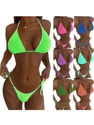 Summer Sexy Bikini High Waist Swimsuit Thong Bikini Sets Solid Beach Suit Swimwear Biquini Swim Bathing Suits Women's Clothing