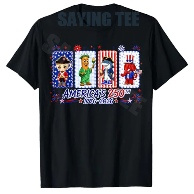 USA 250th Anniversary Tung-Tung-Tung Sahur Brainrot 4th July T-Shirt Y2k Cute Italian Brainrot Boys Fashion US Flag Graphic Tees – Detail 7