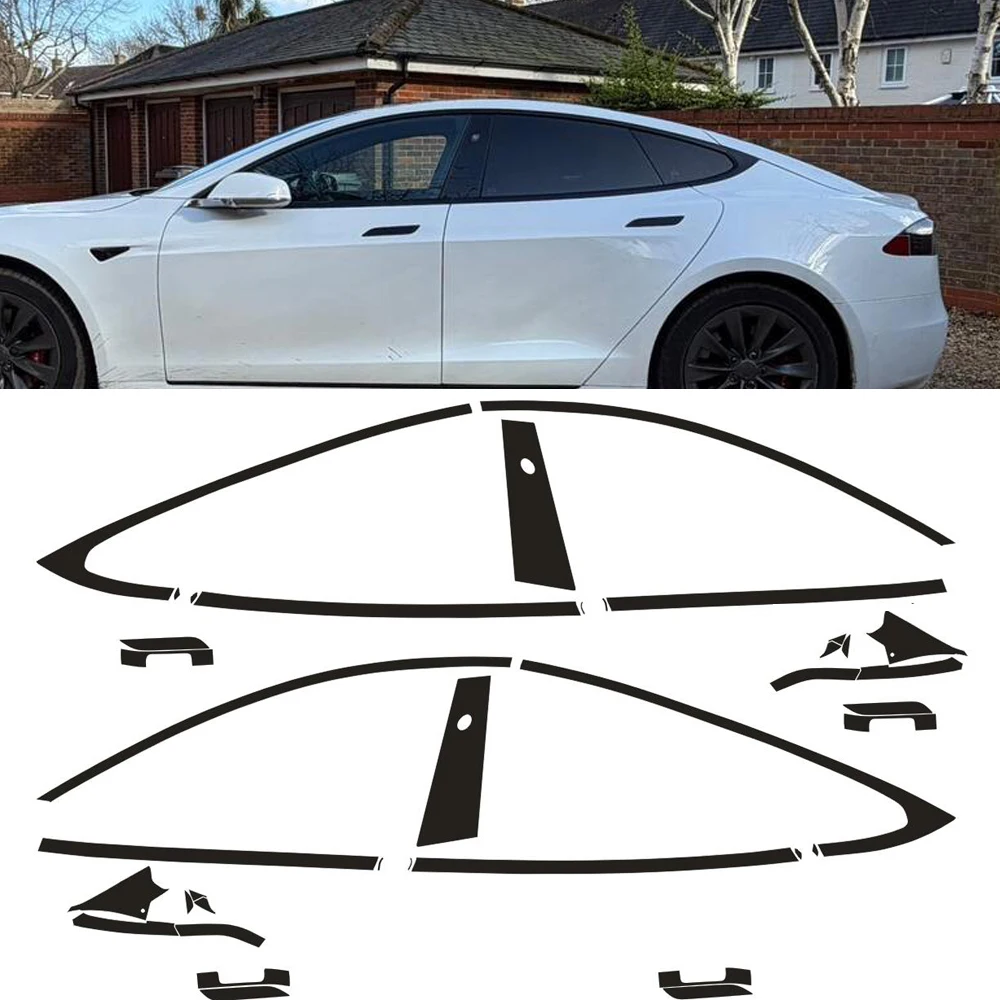 

Exterior Window Trim Chrome Delete protective Film for Tesla Model S 2012-2020 Glossy/Matte Black Sticker
