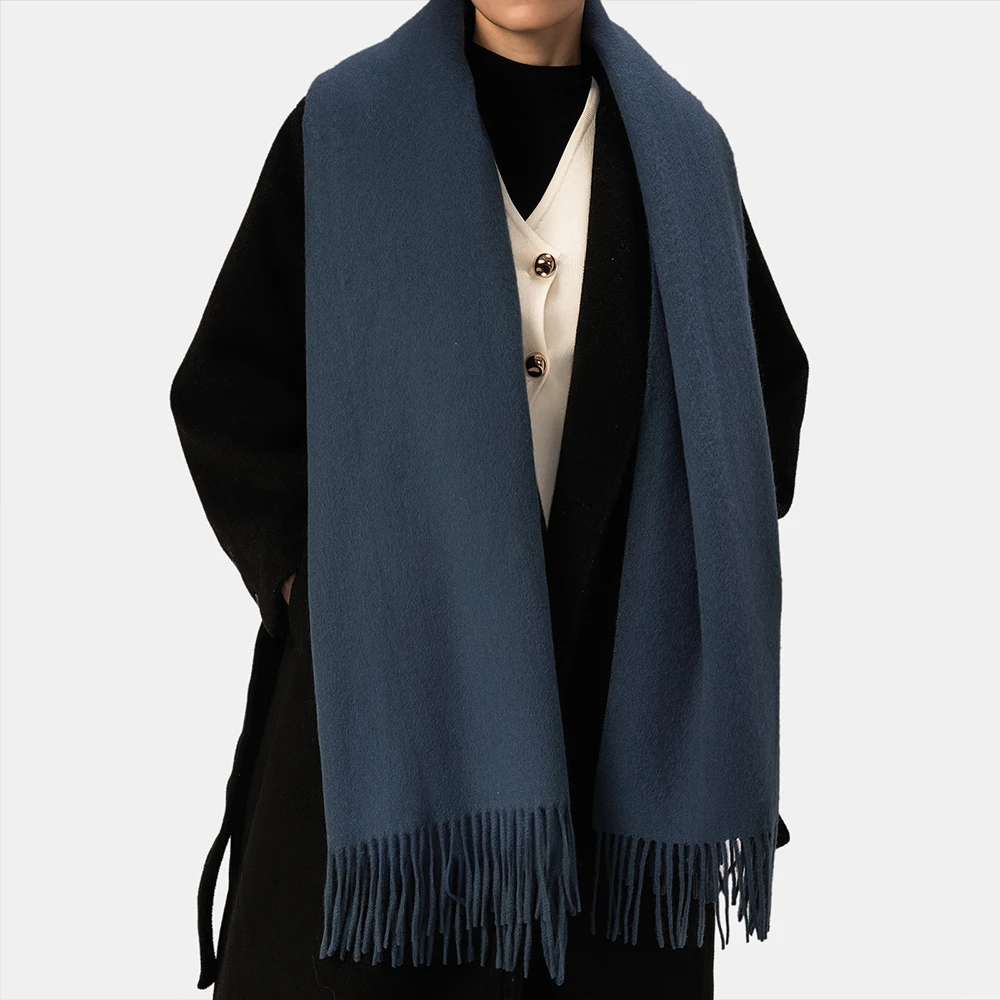 Samilor Winter Soft Wool Scarf Women Scarves Navy Shawls Wraps Thicken Warm Unisex Basic Blanket Tassel Pashmina Stoles