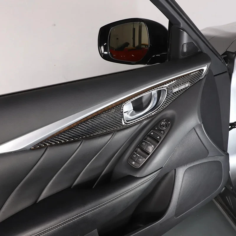 For Infiniti Q50 Q60 2015-2022 Car Interior Handle Panel Decorative Frame Sticker Soft Carbon Fiber Interior Accessories LHD
