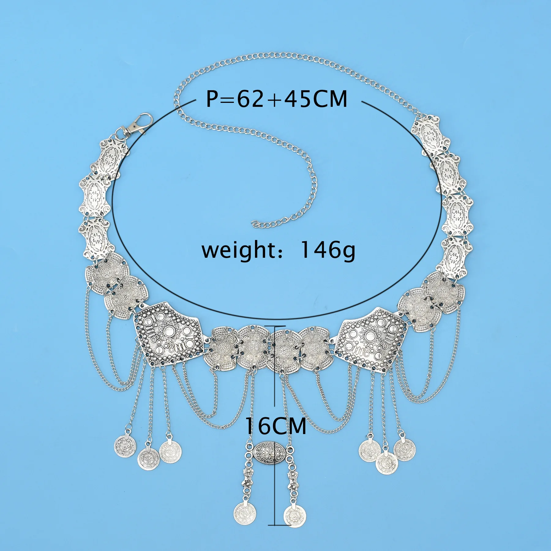 Gypsy Vintage Metal Coin Tassel Belly Waist Dance Body Chains for Women Boho Hippie Coin Tassel Dress Belt Afghan Party Jewelry