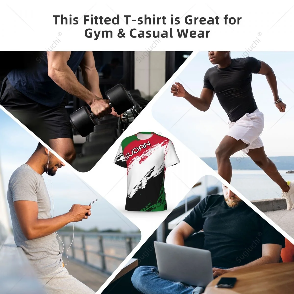 Custom Name Nunber Sudan Flag Color Men Tight Sports T-shirt Women Tees jersey For Soccer Football Fans