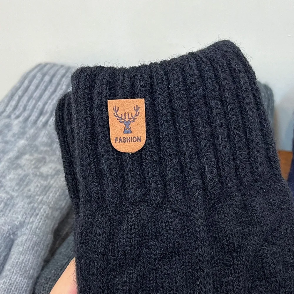 แฟชั่น Thicken หน้าจอสัมผัสถุงมือยืดหยุ่นถุงมือถักโครเชต์ขนสัตว์ถักถุงมือผู้หญิงผู้ชาย