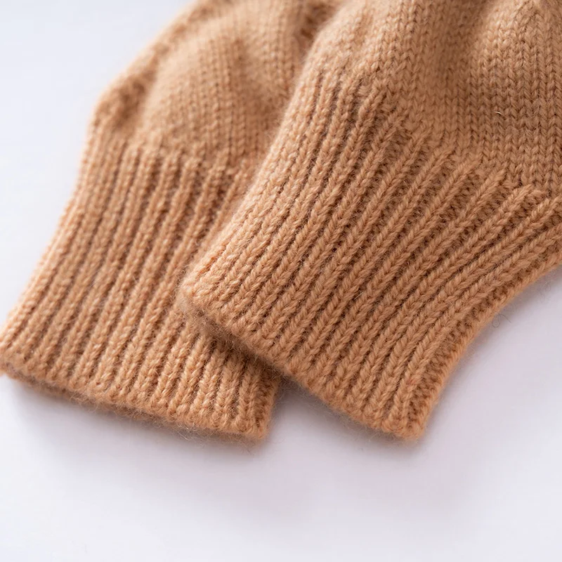High-Quality Cashmere Half-Fingered Gloves Children's Fashion Irregular Knitted Mittens Boys/Girls Winter Warm Exercise Mittens
