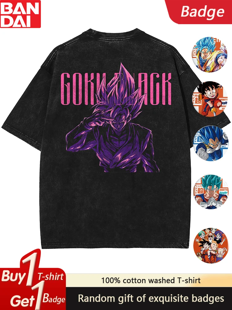

2025 Dragon Ball Animation Peripheral Pure Cotton Loose Washed Short Sleeve T-Shirt Men's and Women's Retro Short Sleeves