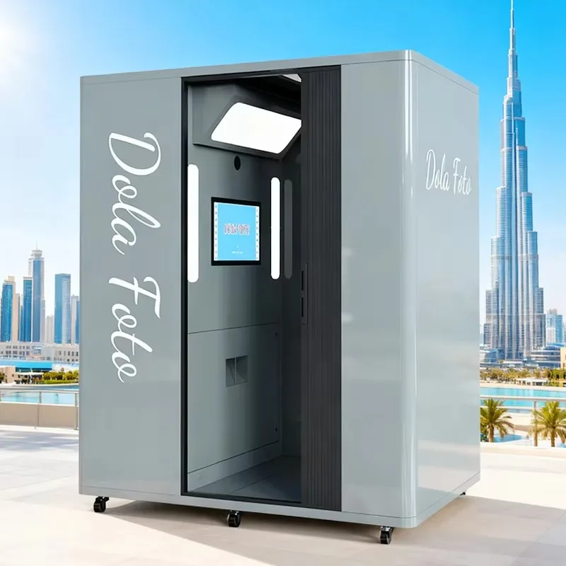 Multi-functional All-in-One Photo Booth Custom Stainless Steel Immersive Self Service Kiosk for Selfie Photo Printing