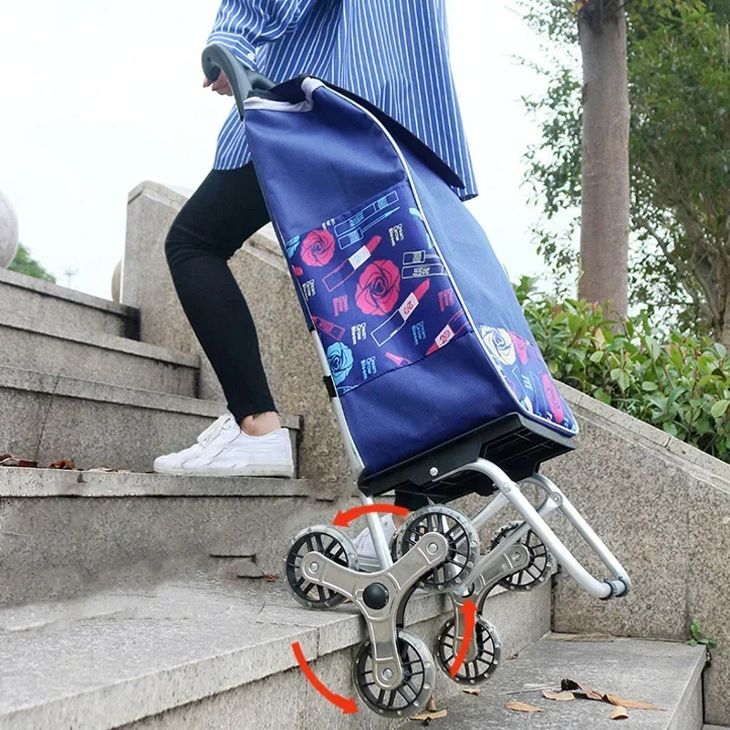 

Shopping Cart Household Portable Shopping Cart Foldable Elderly Handcart Climbing Stairs Pulling Goods Trolley Small Trailer