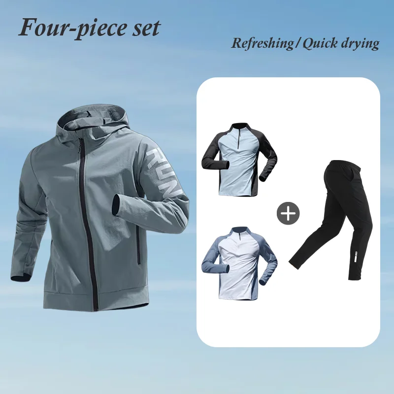 

Весенне-летняя мужская спортивная одежда для бега, быстросохнущая, для фитнеса, профессиональная тренировочная экипировка для утренних пробежек и велоспорта на открытом воздухе