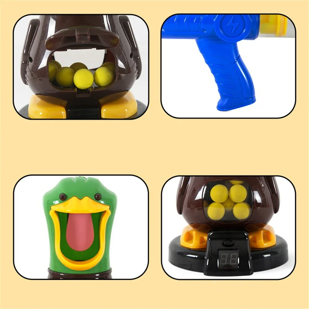 Shooting Duck Toys Air-powered Gun Soft Bullet Ball Scoring Battle Games Funny Gun Toy Parent-child Interactive Toy Kids Gifts