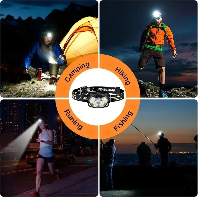 Linterna Frontal Portátil de 9 LED, Alimentada por Baterías AAA, de Alta Luminosidad, para Camping, Pesca, Senderismo, Trabajo al Aire Libre, Luz de Emergencia