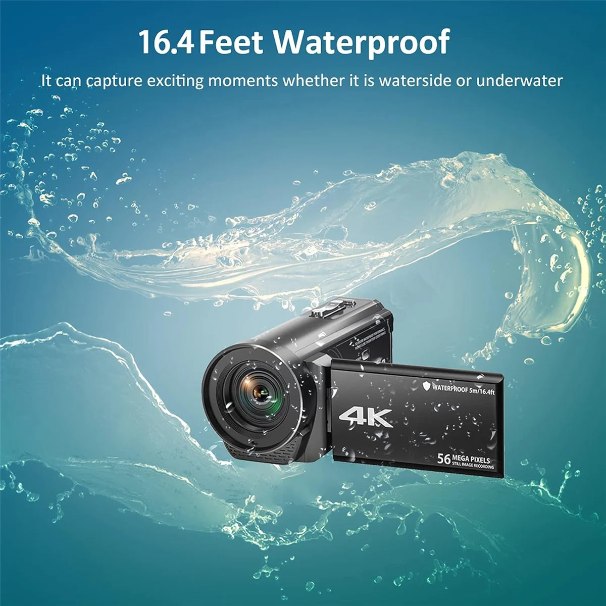 Video Camcorder Camera 4K Ultra HD 56MP 30FPS Vlogging Camera, 18X Digital Zoom Waterproof Video Camera for