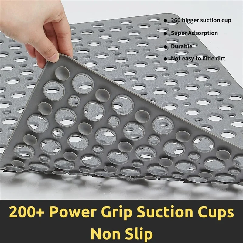 

AT48-Коврик для душа, который можно стирать в машине, нескользящий коврик для ванны с присосками и сливными отверстиями, 30X17 дюймов (75X43 см)