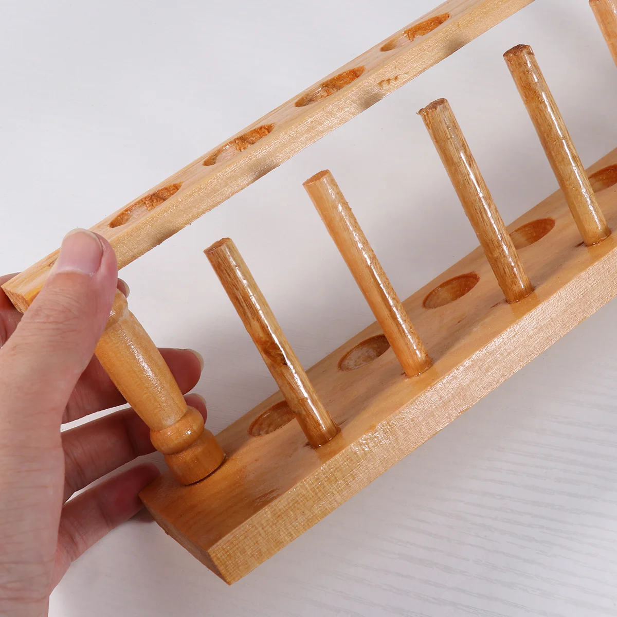 Soporte para material de laboratorio escolar, cilindro graduado, tubo de ensayo Api, soporte de madera