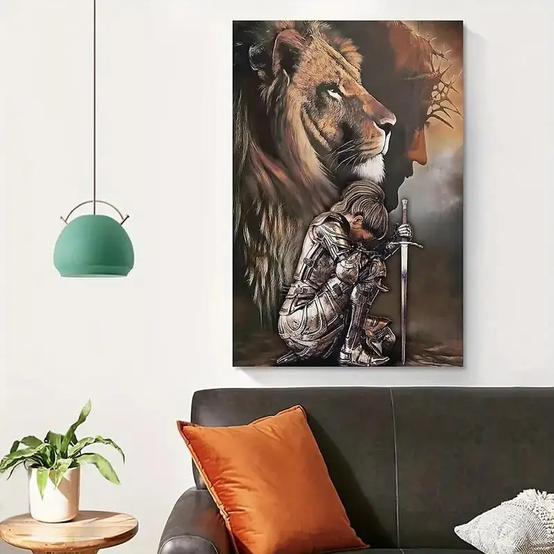 1pc Lion Warrior Woman, Warrior Woman Of God Jewish Lion Religious Home Wall Art Decor Poster Canvas Wall Art Print For Wall