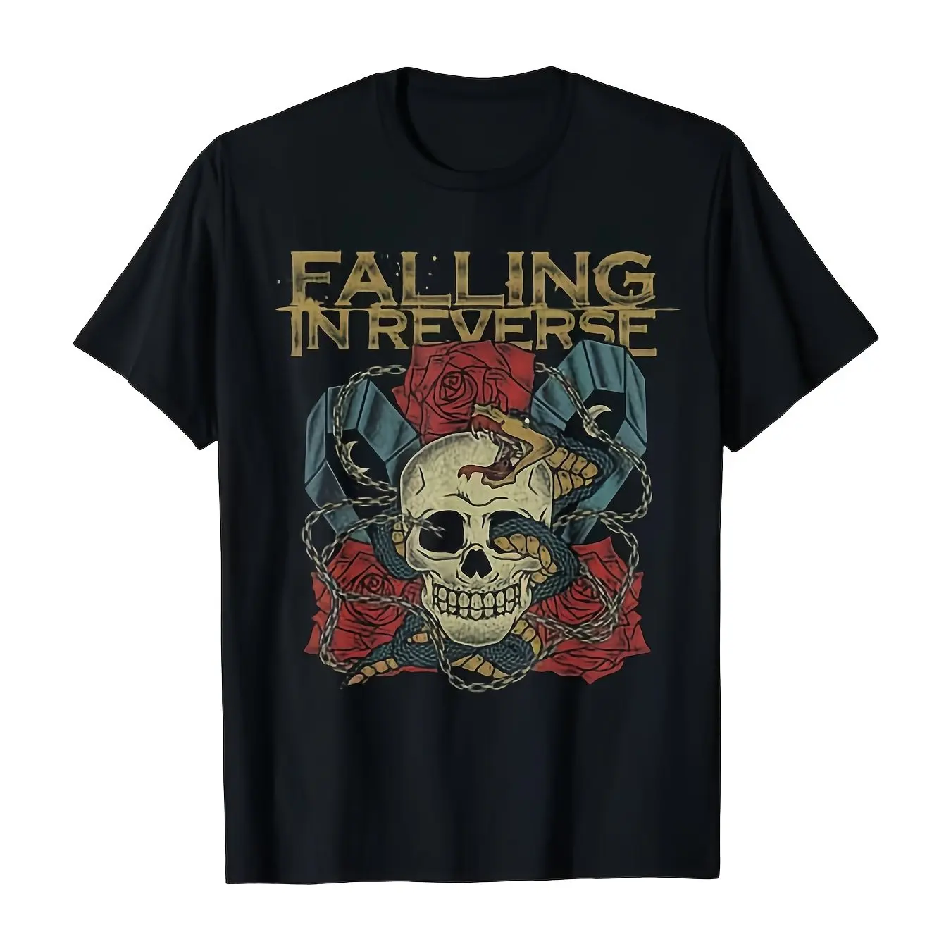 

Falling In Reverse Men's T-Shirt Black Short Sleeve Cotton Casual Tee for All Seasons Stylish Comfortable