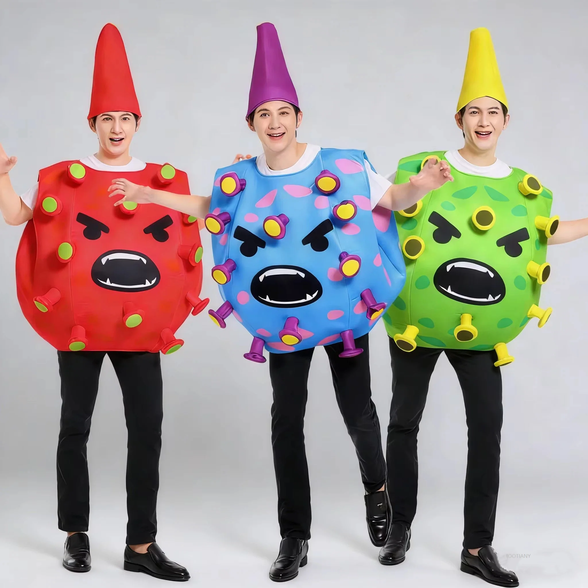 Fiesta de Halloween Coronavirus Cosplay para adultos bacterias Virus Niño Cosplay tarjeta de escenario accesorios de disfraz disfraces de actuación vestido 2026