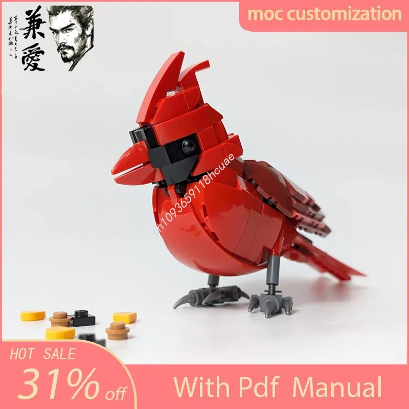 

242PCS MOC Custom Modular Northern Cardinal Bird Model Building Block Diy Creative Assembly Educational Bricks Toys Kid Gift