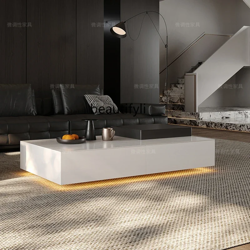 Italian minimalist light luxury new Chinese creative designer custom multi-functional rectangular coffee table