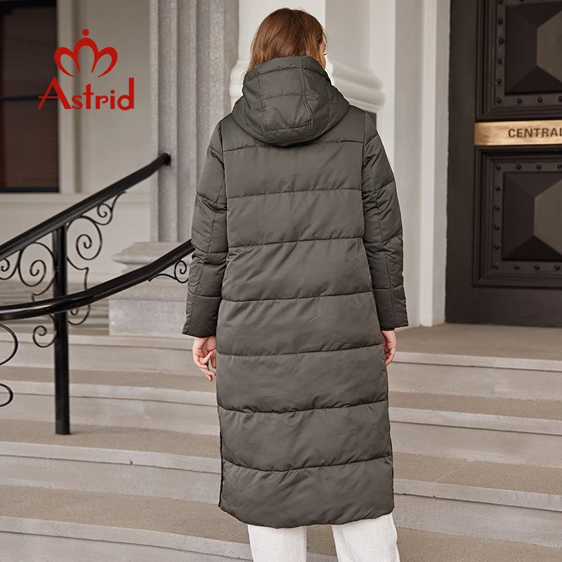 Astrid – veste d\'hiver surdimensionnée pour femme, manteau Long et chaud, à la mode, avec coutures, à capuche, 2022