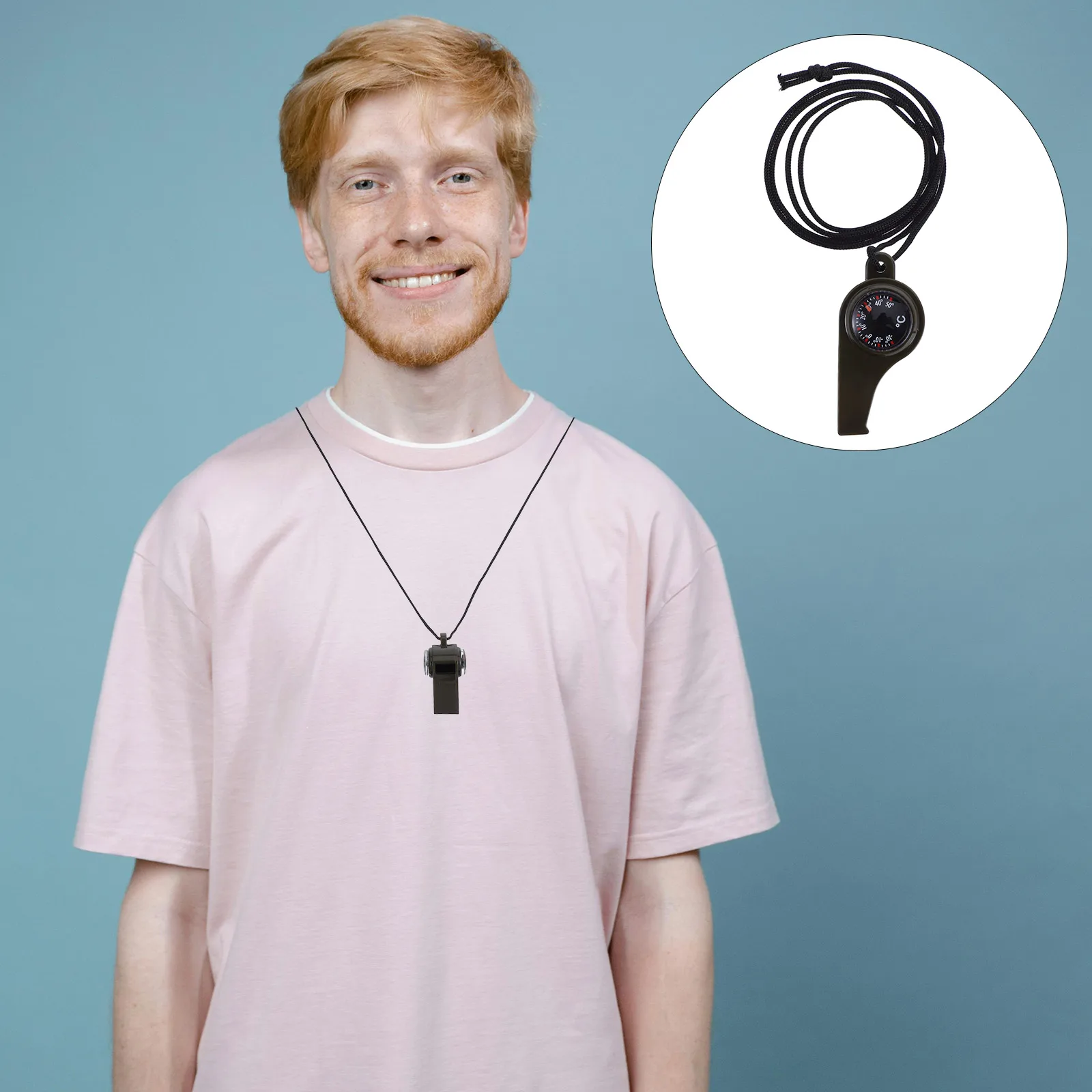 Survival Whistle Hiking Thermometer Emergency Whistles Life Guard Pu Plastic Compass Pendant
