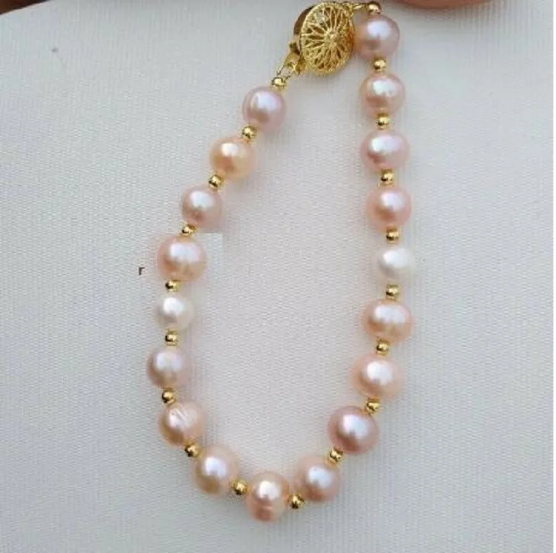 

Classic Natural AAA 9-10mm South Sea Pink Pearl Bracelet 7.5-8"