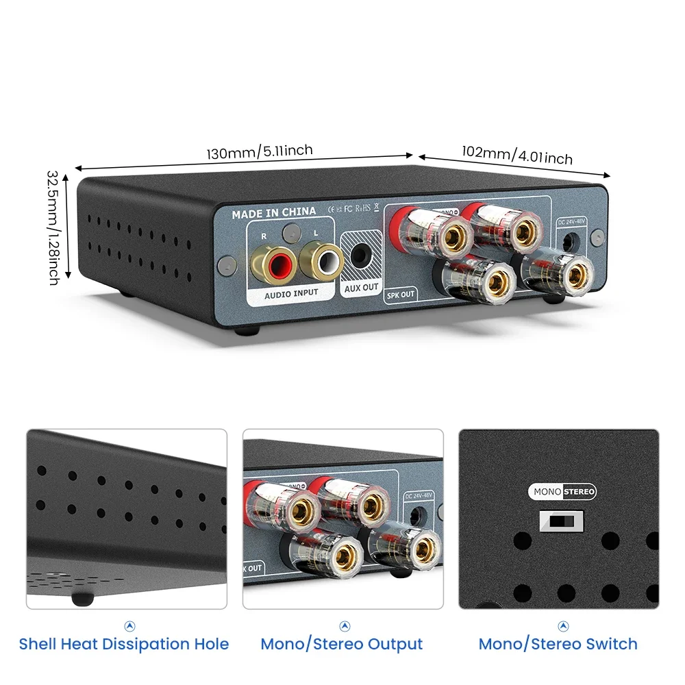 AIYIMA-Amplificateur Audio Domestique MAX A07, 300W, X2, TPA3255, Haut-Parleur de Puissance de Classe D, 2 Canaux, Mono, Stéréo, 600 W