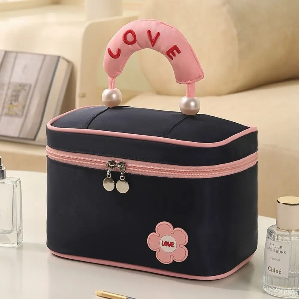 

Fashion High Beauty Women Makeup Bag Large Capacity Double Zipper Wash Bag Dustproof Square Travel Toiletry Bag Girls
