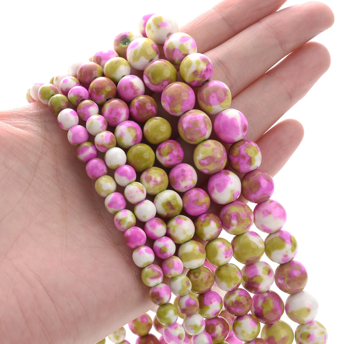 6/8/10MM Natürliche Rose Rainstone Perlen Lose Spacer Perlen für Schmuck Machen Erkenntnisse DIY Armband Halskette zubehör