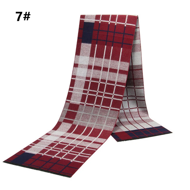 Autumn Winter Warm Men\'s Scarf Plaid Striped Thicker Scarves For Men Cashmere Wool Neckwarmer Luxury Bandana Shawls Wrap Male