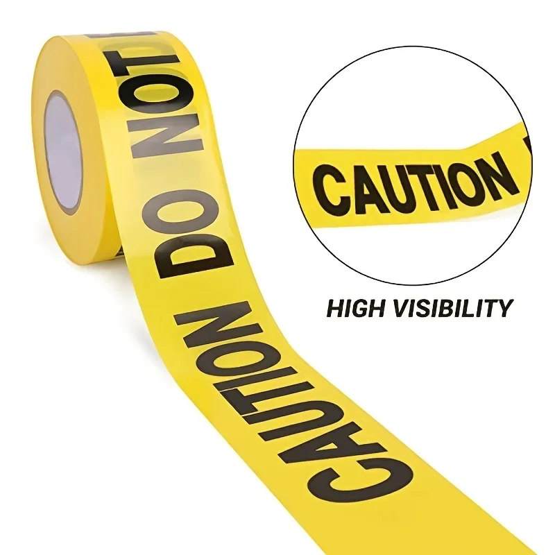 3 Inches x 100 Feet, Yellow Warning the Tape Barrier Tape Readability Black Printing with High Visibility Tear Resistance