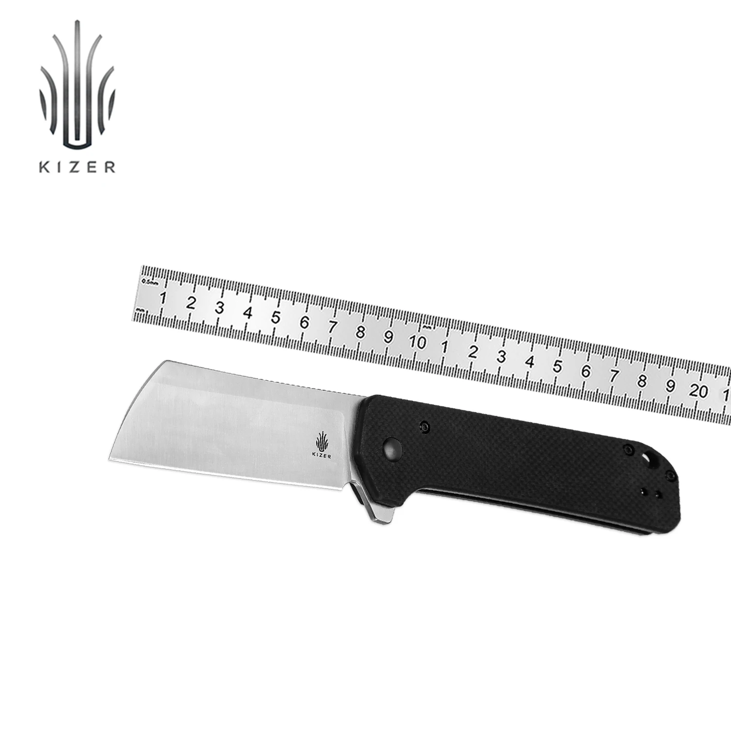 

Kizer Pocket EDC Knife Ruler L4003A1 2023 New Black G10 Handle with 9Cr18MoV Steel Blade Outdoor Bushcraft Knife